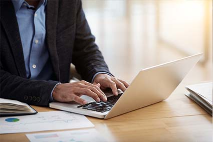 businessman working on a laptop